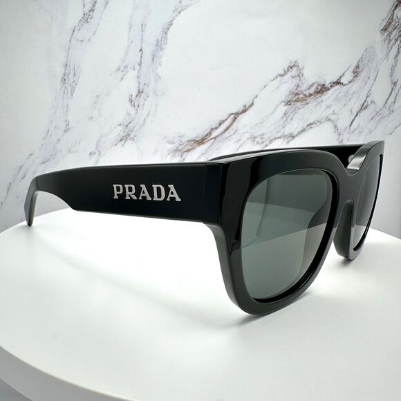 New PRADA Sunglasses PR C04S 16K08Z Black Square Acetate Grey Lens 52-22-145 main image 2